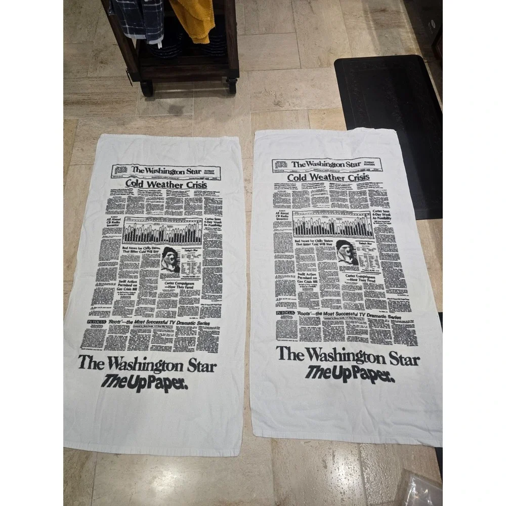 The Washington Star The Cold Weather‎ Crisis Newspaper Towel Beach Bath Set of 2